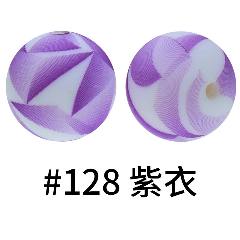 Wholesale 50pcs 16mm Print Silicone Beads Colorful Silicone Water Transfer Beads